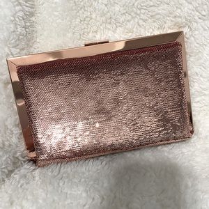 Rose Gold sequin Clutch bag